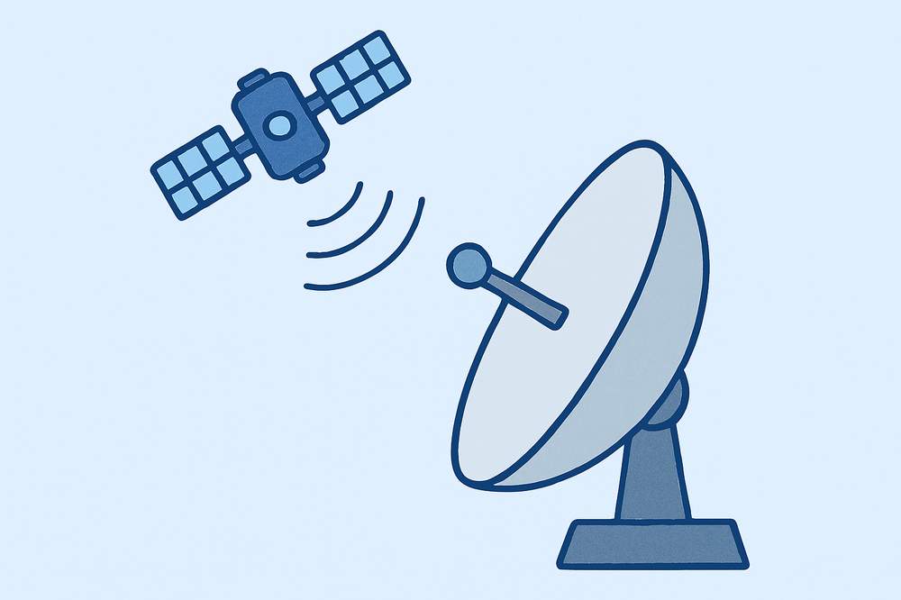 Satellite dish and orbiting satellite representing the best satellite internet providers in Miami, Florida